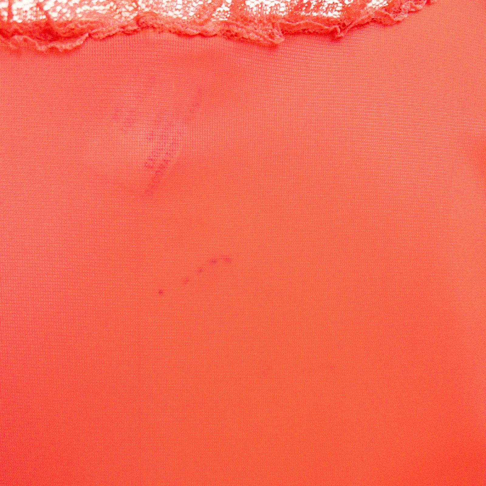 1960's Nightgown - Scarlet Red Nylon with Embroidered Chiffon - Daggers & Dames