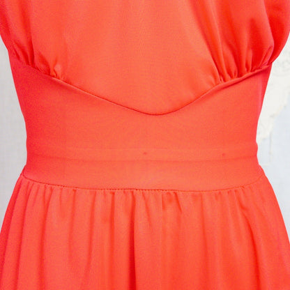 1960's Nightgown - Scarlet Red Nylon with Embroidered Chiffon - Daggers & Dames