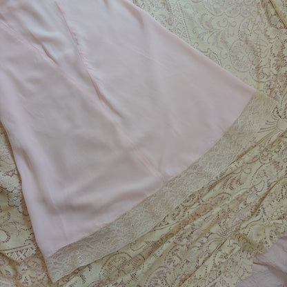 1940's Slip - Rose Pink Rayon with Diamond Insert & Nude Lace by Mojud, New with Tags | XXS, XS