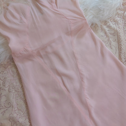 1940's Slip - Rose Pink Rayon with Diamond Insert & Nude Lace by Mojud, New with Tags | XXS, XS
