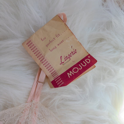 1940's Slip - Rose Pink Rayon with Diamond Insert & Nude Lace by Mojud, New with Tags | XXS, XS