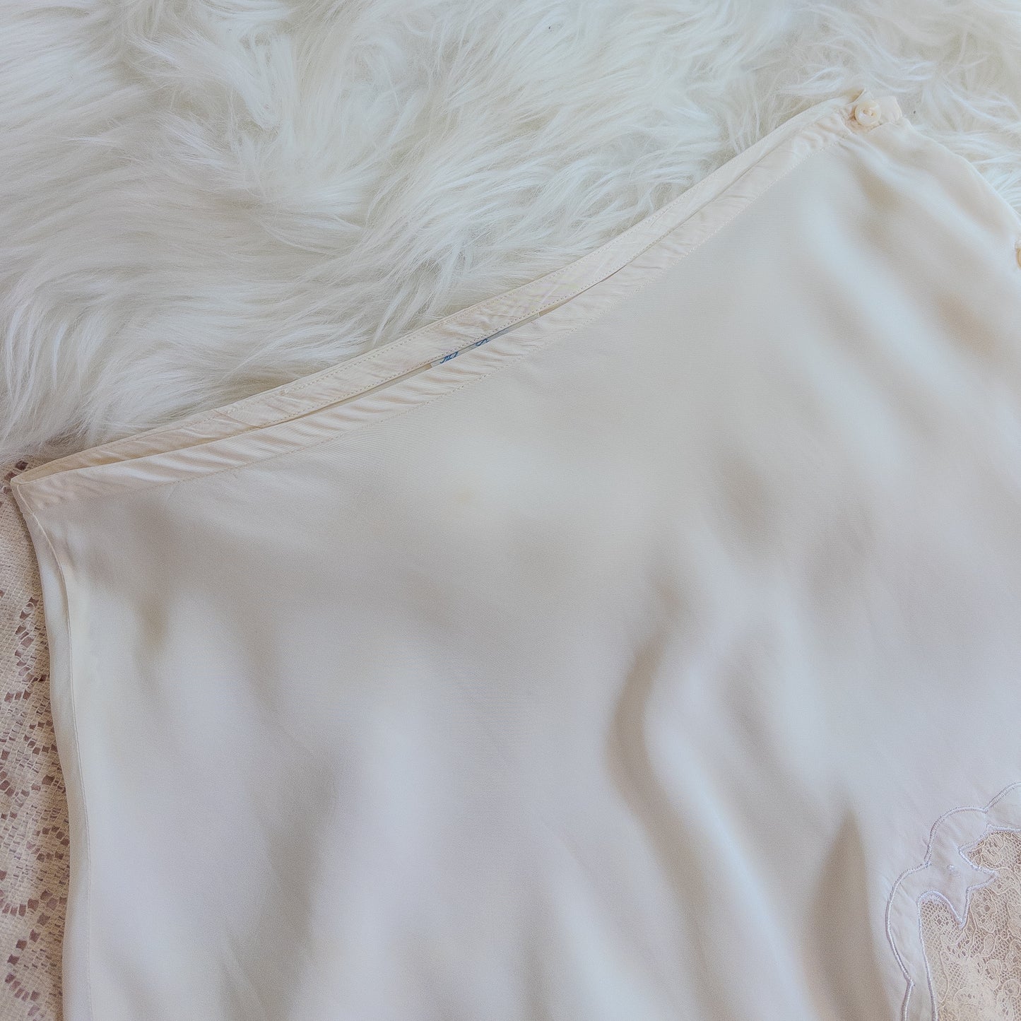 1940's Tap Pants - Bright White Rayon with Ecru Lace | Small