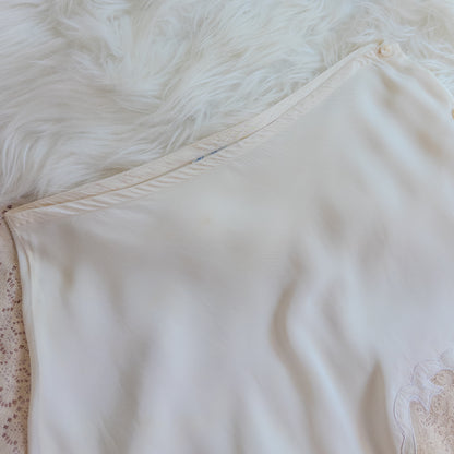1940's Tap Pants - Bright White Rayon with Ecru Lace | Small
