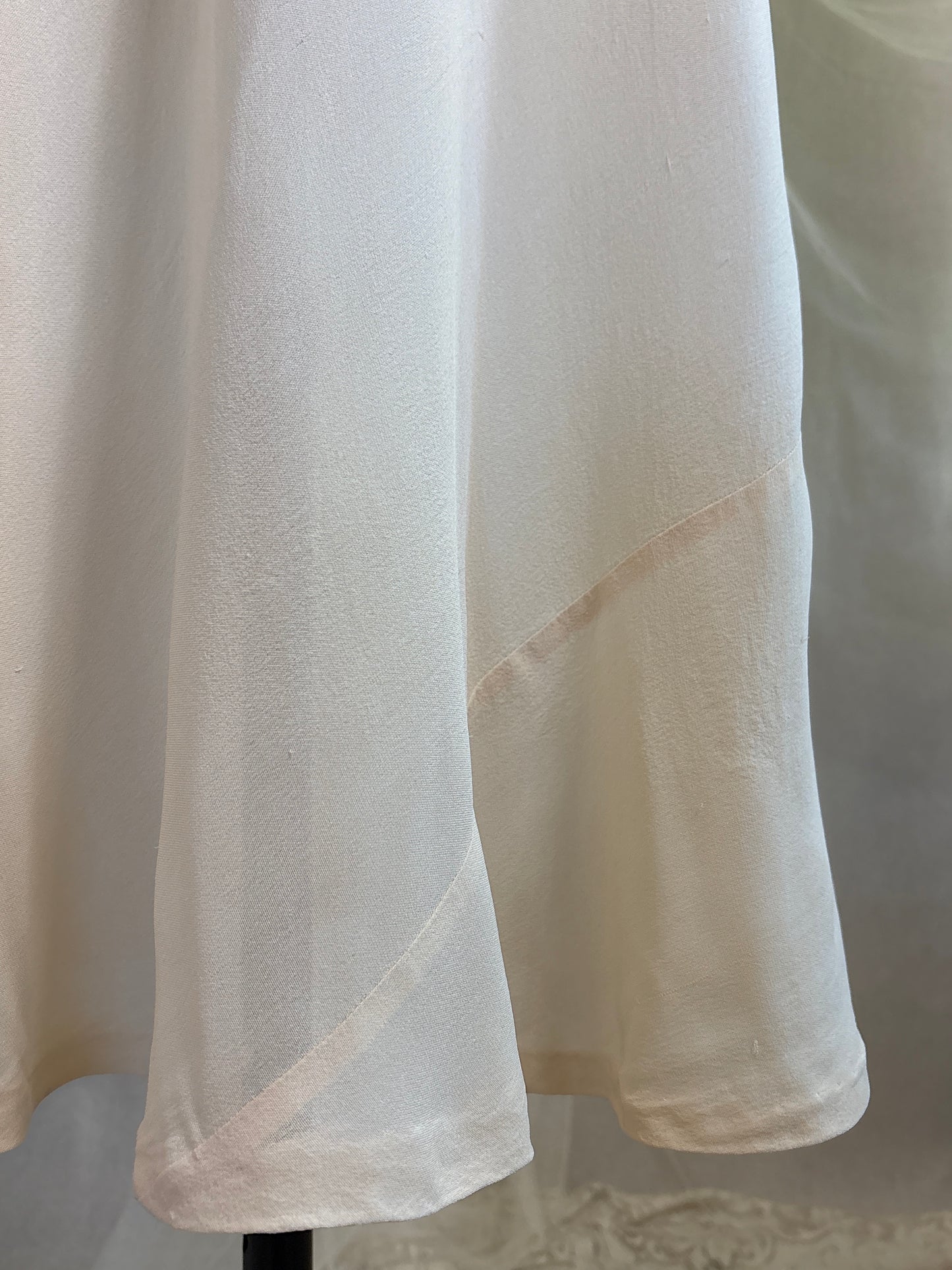 Vintage 1940's Dress - Buttermilk White Silk Crepe with Open Back | S