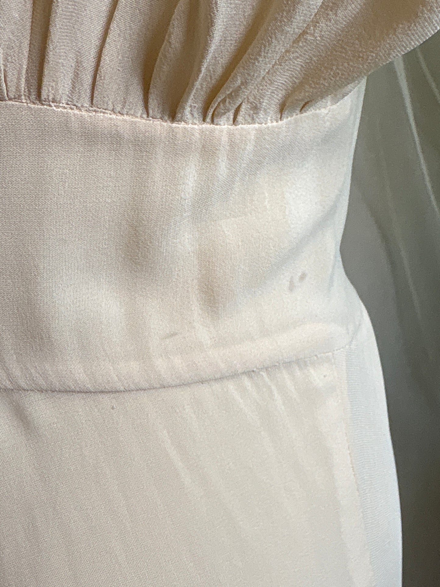 Vintage 1940's Dress - Buttermilk White Silk Crepe with Open Back | S