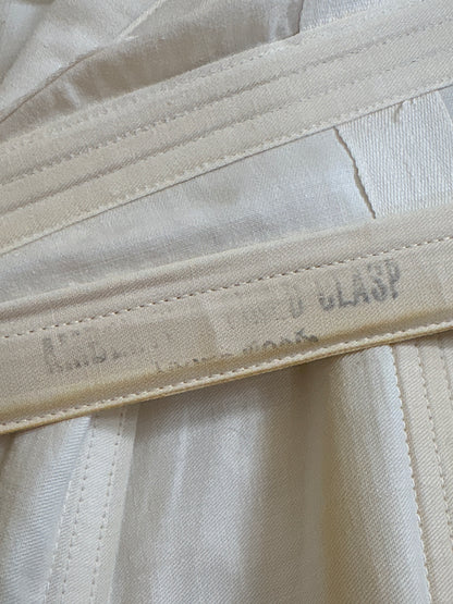 Antique 1910's S Bend Corset - Ivory Cotton Coutil with Ruffled Eyelet Cotton Frill by W.T. Sta-Bone