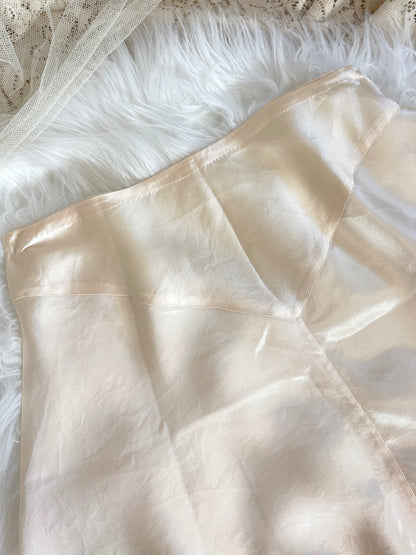 Vintage 1920's - 1930's Tap Pants - Ivory Crepe-Back Silk Satin with Deep Nude Lace | XS