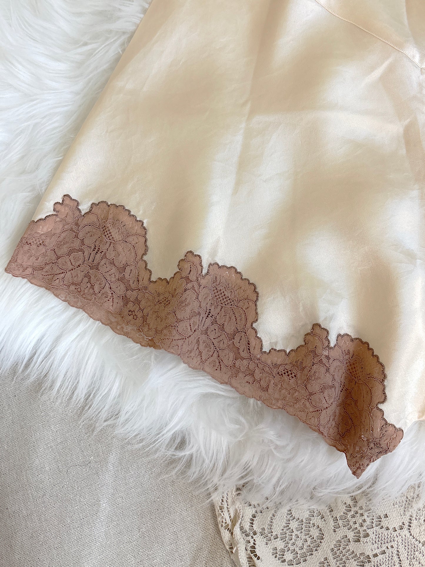 Vintage 1920's - 1930's Tap Pants - Ivory Crepe-Back Silk Satin with Deep Nude Lace | XS