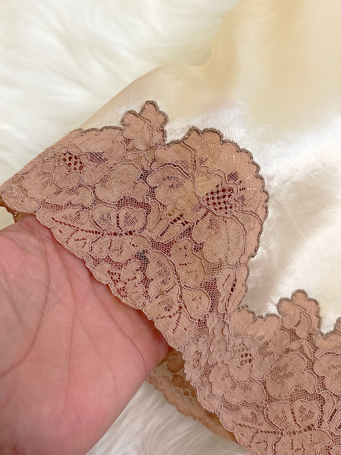 Vintage 1920's - 1930's Tap Pants - Ivory Crepe-Back Silk Satin with Deep Nude Lace | XS