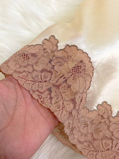 Vintage 1920's - 1930's Tap Pants - Ivory Crepe-Back Silk Satin with Deep Nude Lace | XS