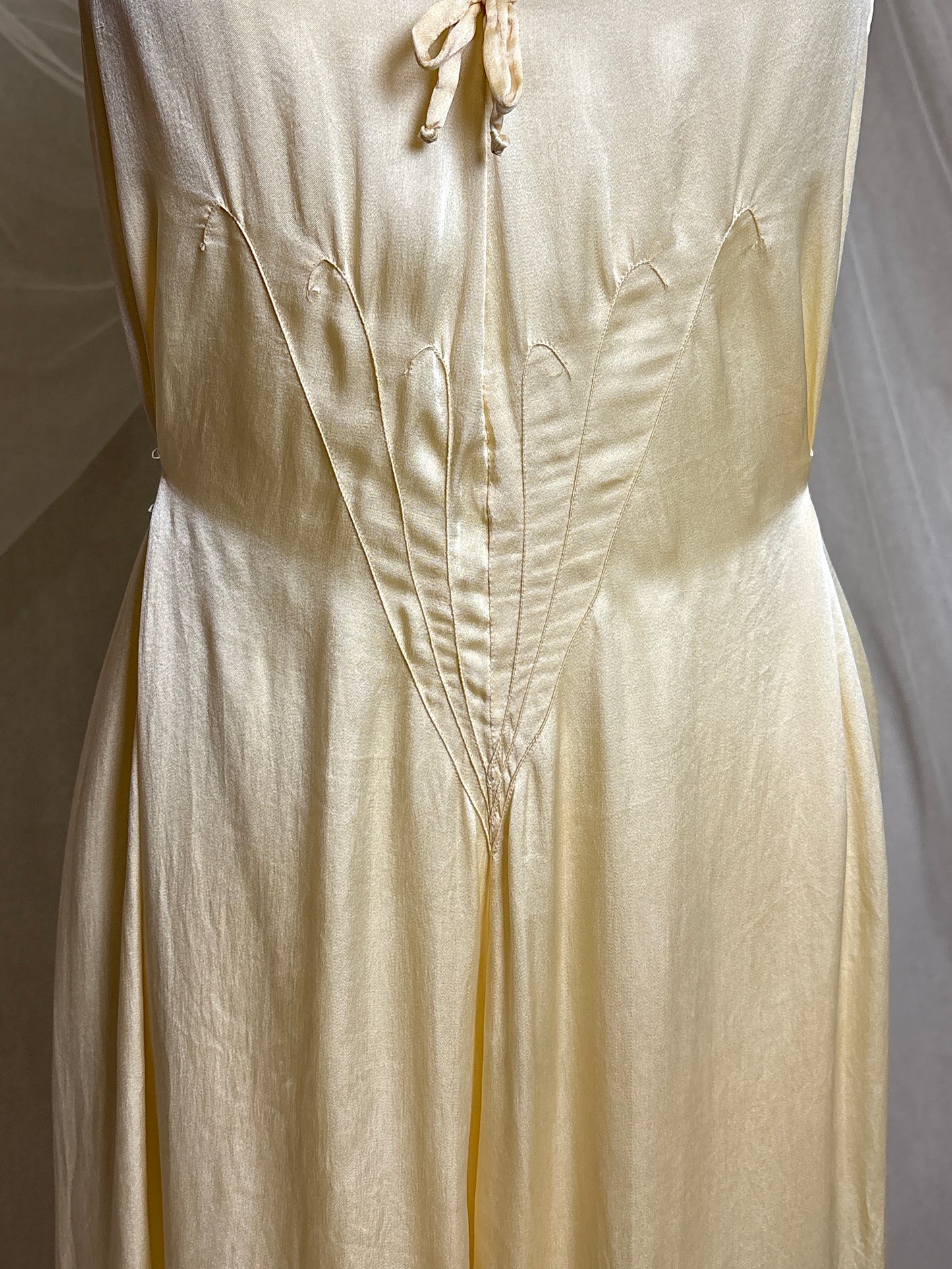 Vintage 1930's Jumpsuit Pajamas - Champagne Gold Silk Satin with Warm Ecru Lace | S, M