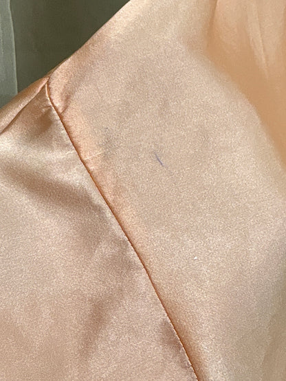 Vintage 1930's Nightgown - Rich Rose Pink Silk Satin with Warm Nude Lace Appliqués | M, LG