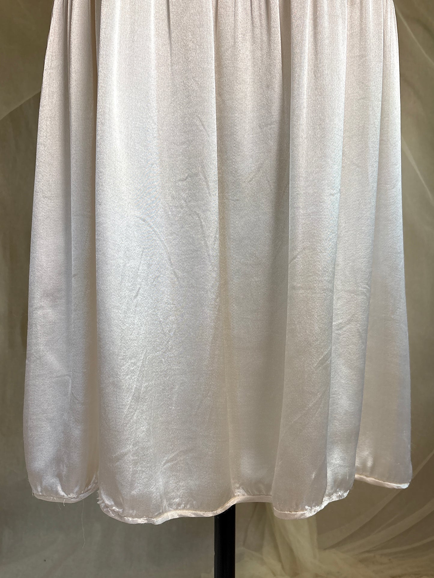 Antique 1920's Dress - Pearl White Rayon Celanese Satin with Heavy Beadwork | XS, S