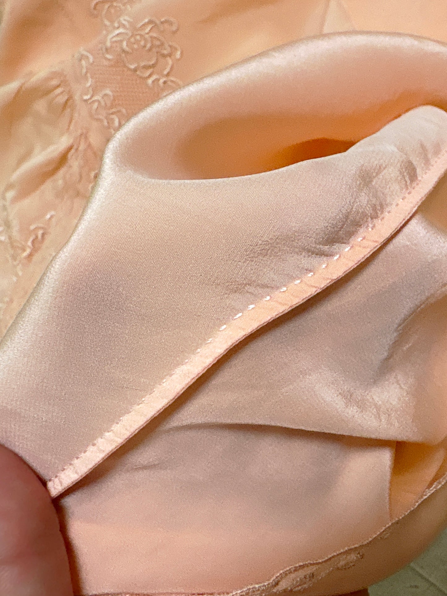 Vintage 1930's Teddy Chemise - Hand Stitched Blush Pink Silk with Raised Floral Embroidery by HWA Sun | XS