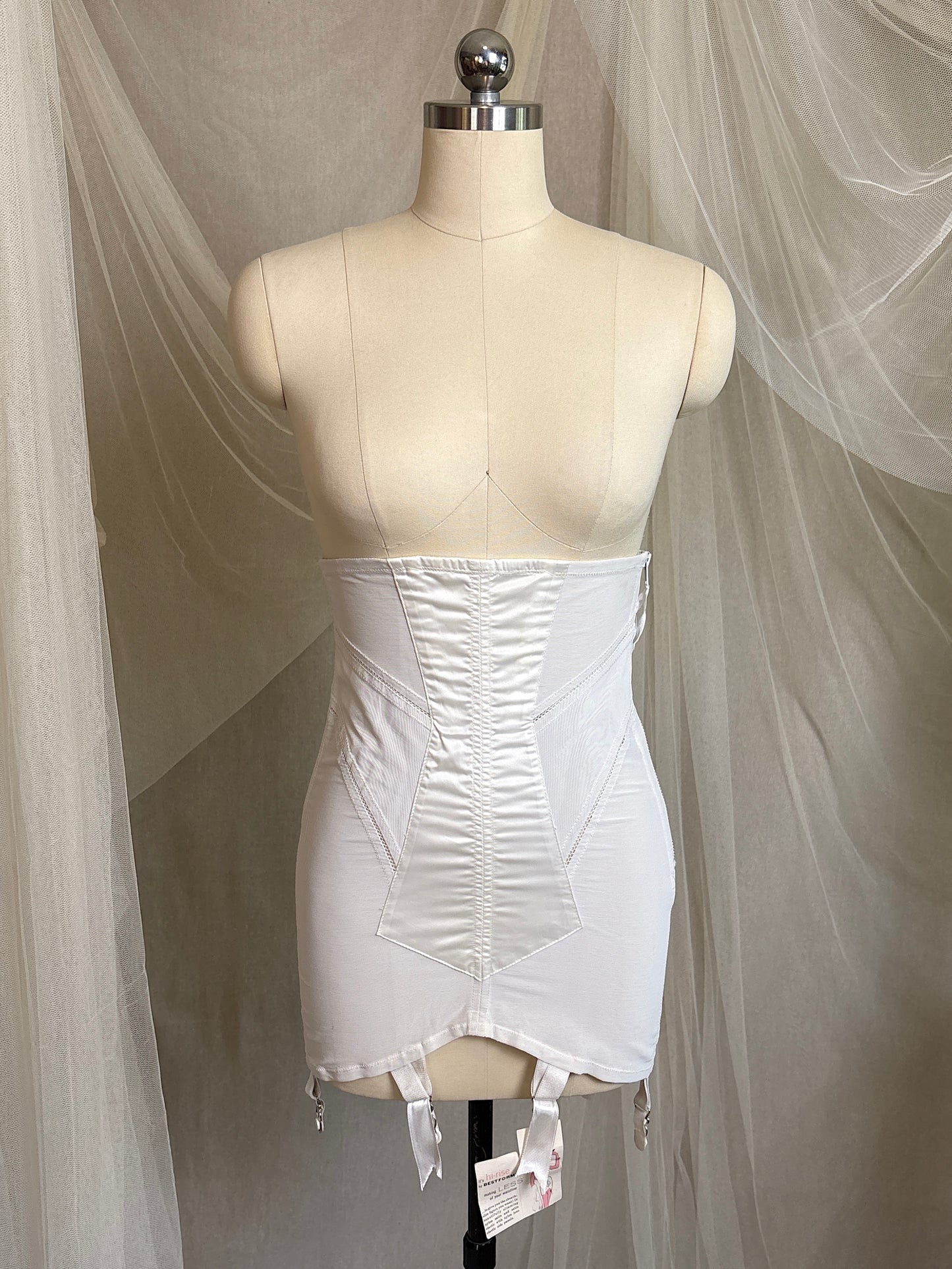 Vintage 1950's Ultra High-Rise Girdle - White Mesh with Satin Panels by Bestform - New with Tags | 30