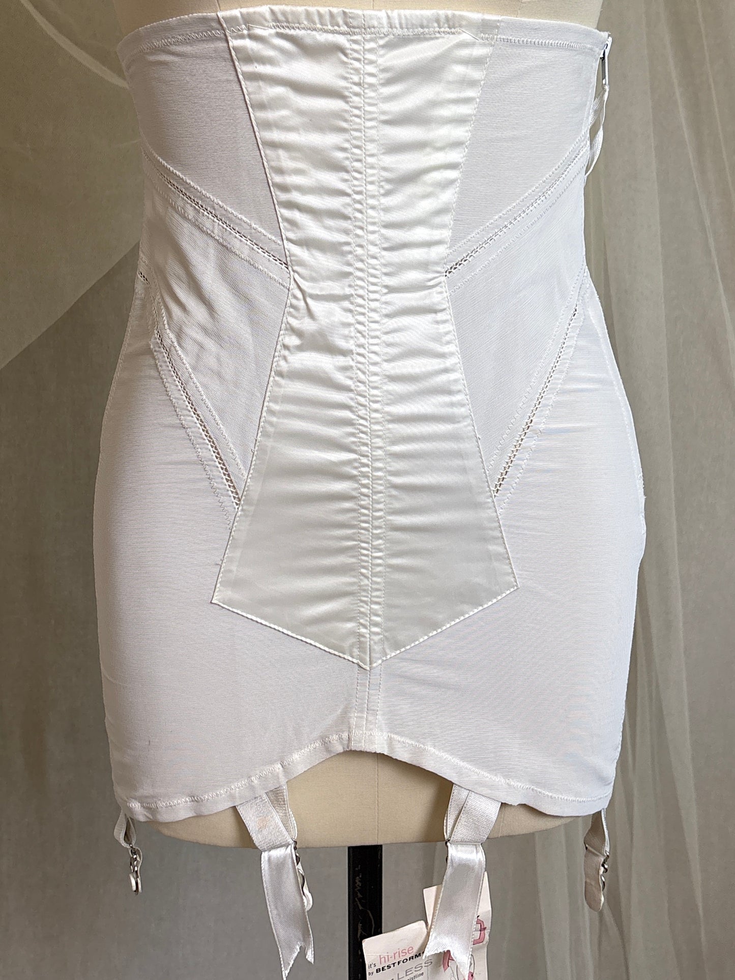 Vintage 1950's Ultra High-Rise Girdle - White Mesh with Satin Panels by Bestform - New with Tags | 30
