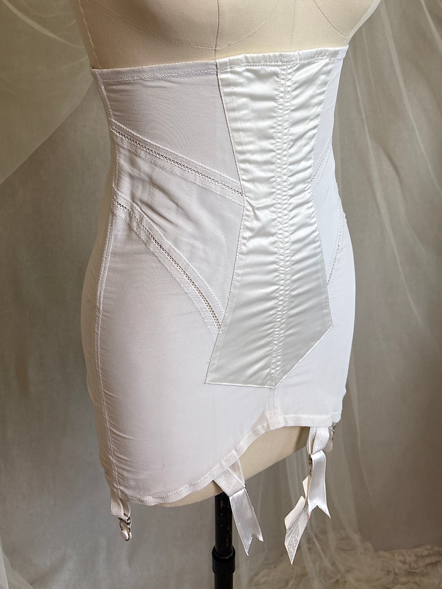 Vintage 1950's Ultra High-Rise Girdle - White Mesh with Satin Panels by Bestform - New with Tags | 30