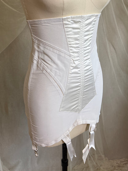 Vintage 1950's Ultra High-Rise Girdle - White Mesh with Satin Panels by Bestform - New with Tags | 30