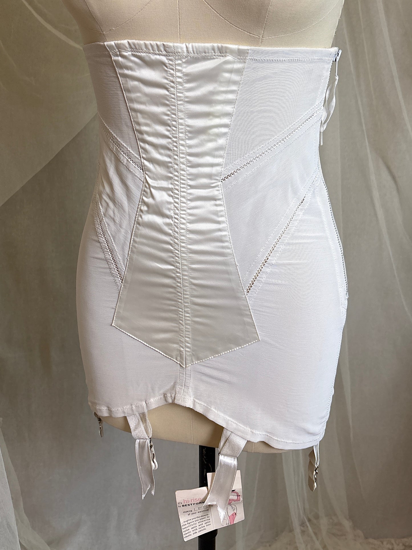 Vintage 1950's Ultra High-Rise Girdle - White Mesh with Satin Panels by Bestform - New with Tags | 30