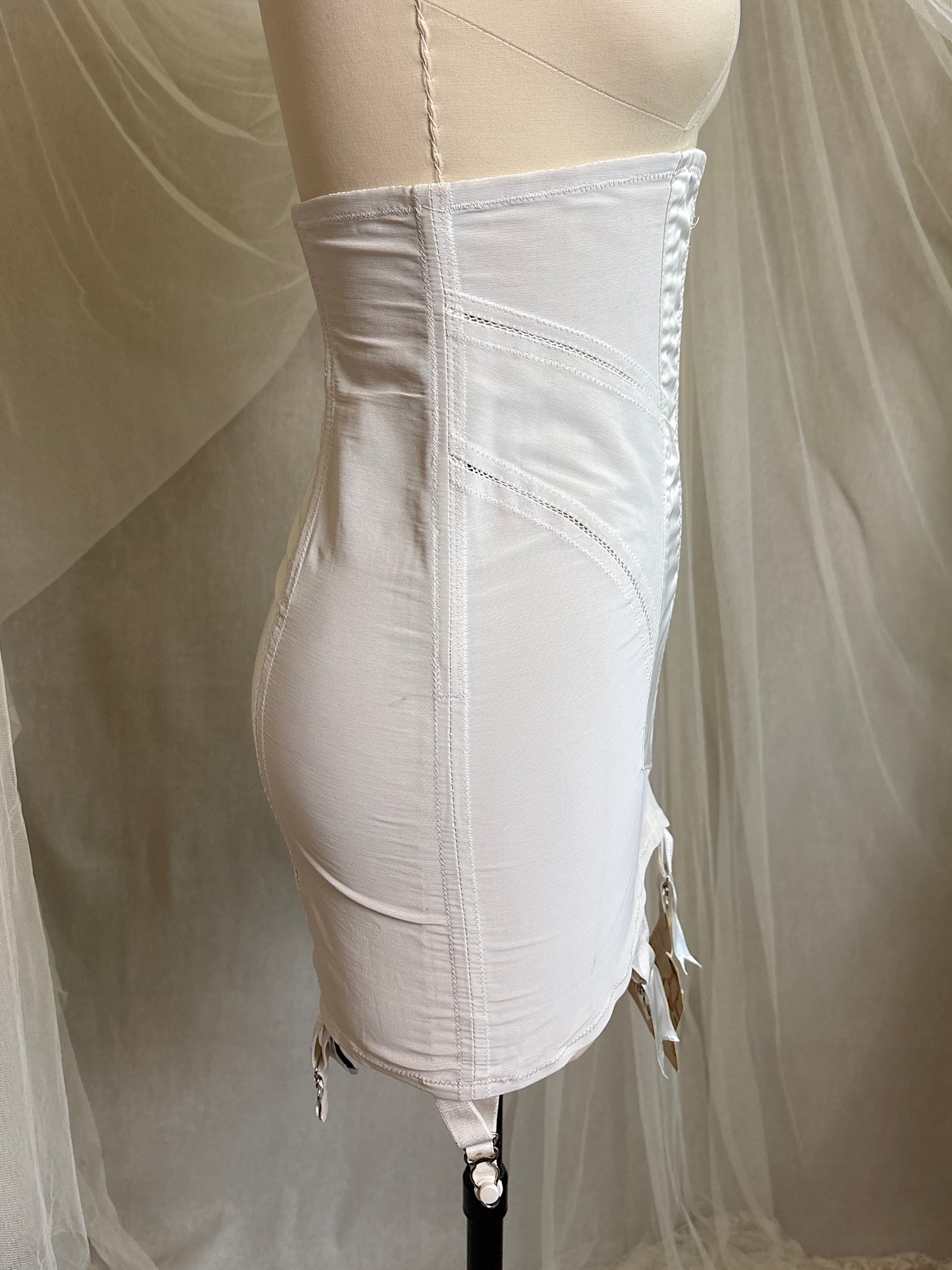 Vintage 1950's Ultra High-Rise Girdle - White Mesh with Satin Panels by Bestform - New with Tags | 30