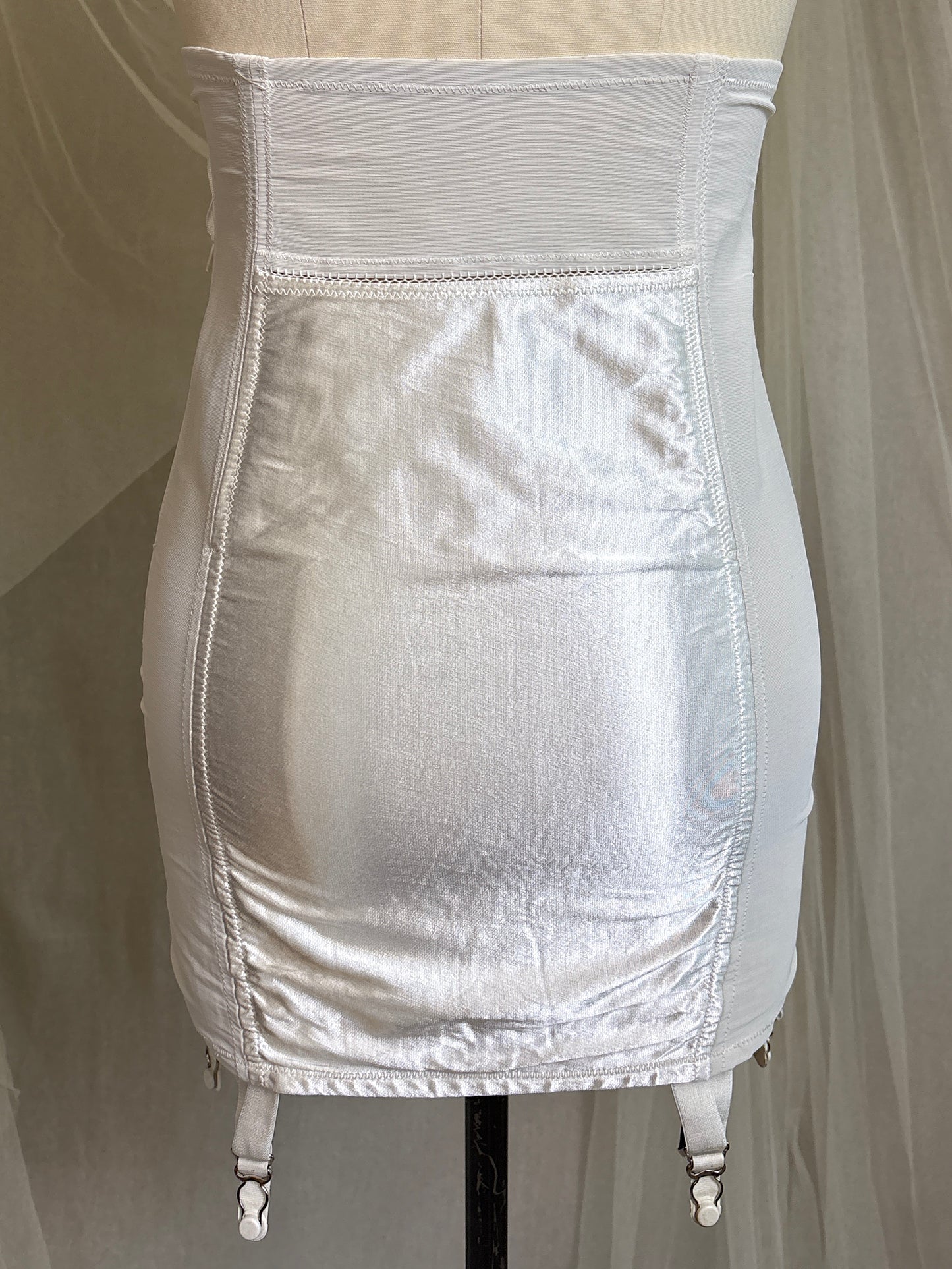 Vintage 1950's Ultra High-Rise Girdle - White Mesh with Satin Panels by Bestform - New with Tags | 30