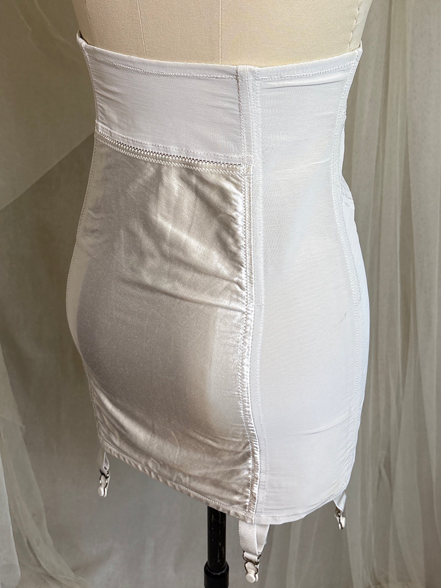 Vintage 1950's Ultra High-Rise Girdle - White Mesh with Satin Panels by Bestform - New with Tags | 30