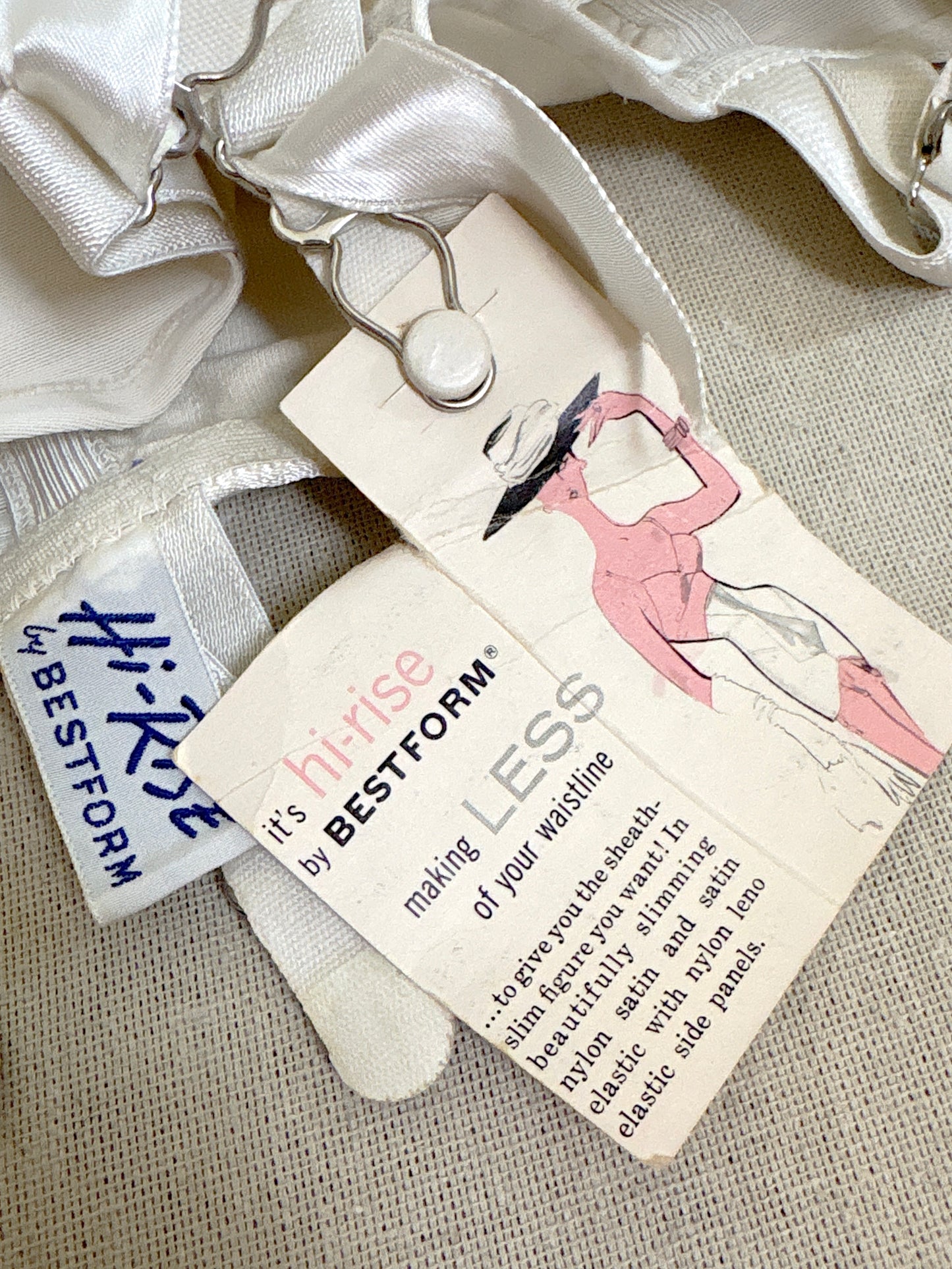 Vintage 1950's Ultra High-Rise Girdle - White Mesh with Satin Panels by Bestform - New with Tags | 30