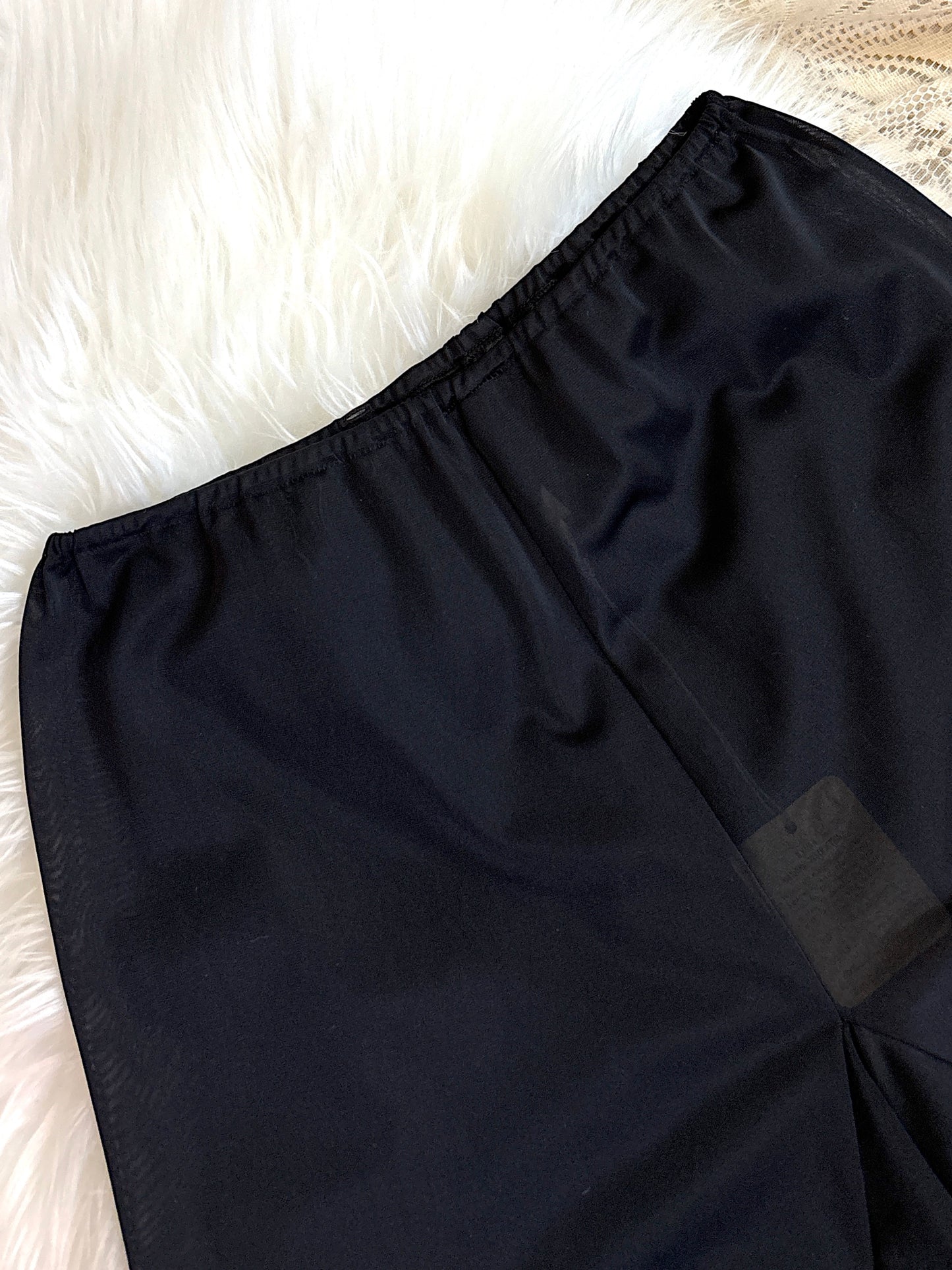 Vintage 1950's Tap Pants - Silky Black Nylon with Eyelet Chiffon Hem by Goldette - New with Tags | XS, S