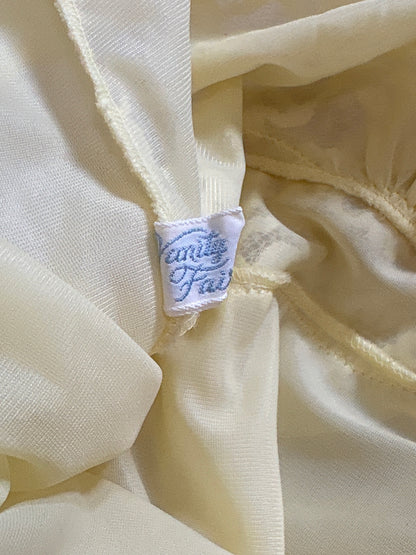 Vintage 1960's Babydoll Nightgown - Light Primrose Yellow Nylon Chiffon with Lace by Vanity Fair | S, M