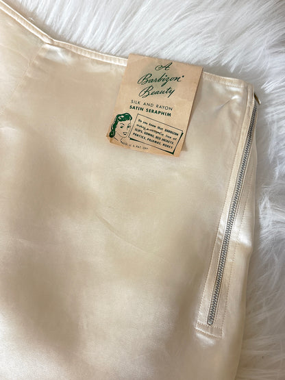 Vintage 1930's - 1940's Tap Pants - Cream Silk & Rayon Satin with Rare Zip Closure by Barbizon, New with Tags | XXS