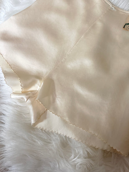 Vintage 1930's - 1940's Tap Pants - Cream Silk & Rayon Satin with Rare Zip Closure by Barbizon, New with Tags | XXS