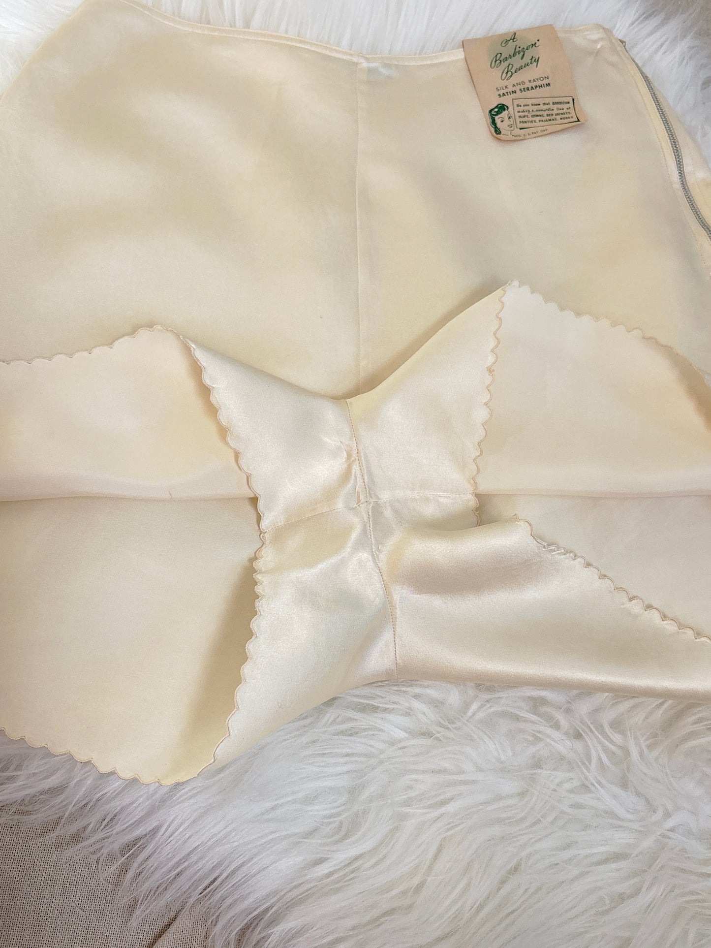 Vintage 1930's - 1940's Tap Pants - Cream Silk & Rayon Satin with Rare Zip Closure by Barbizon, New with Tags | XXS