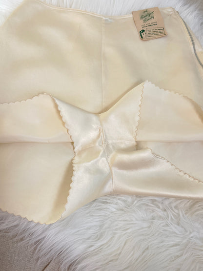 Vintage 1930's - 1940's Tap Pants - Cream Silk & Rayon Satin with Rare Zip Closure by Barbizon, New with Tags | XXS