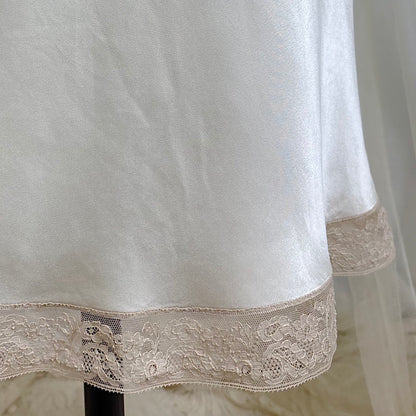 Vintage 1940's Golden Taupe Silk Satin Slip with Cotton Lace by Lady Lynn, Size M, LG