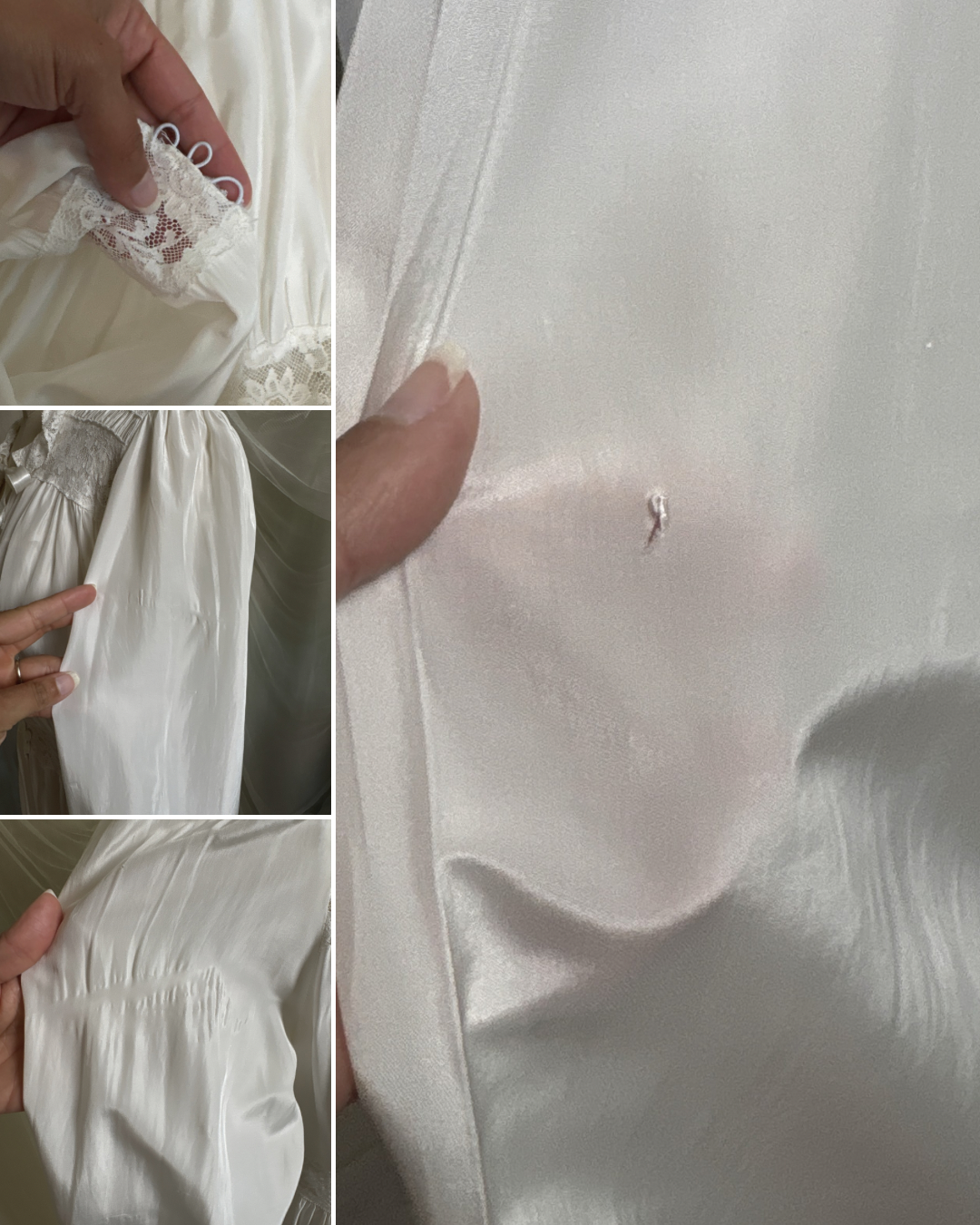 Vintage 1940's Nightgown & Peignoir Set - White Rayon with Cotton Lace by Lady Doretta | XS, S