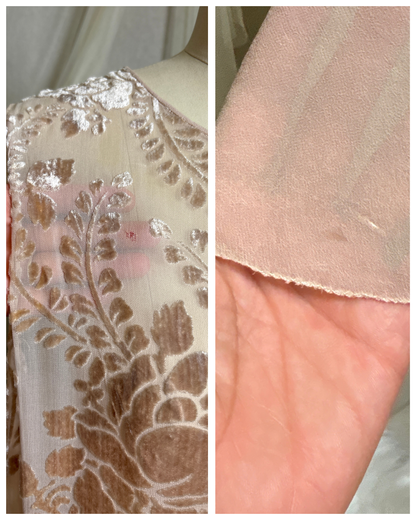 Antique 1920's Dress - Pale Mauve Pink Silk Devoré Velvet With Chiffon Gores | S, M