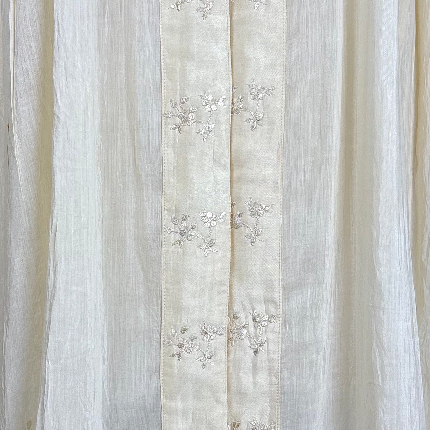 Antique 1900's 1910's Edwardian Robe - Semi Sheer White Silk with Pintuck Detail & Bell Sleeves - Daggers & Dames