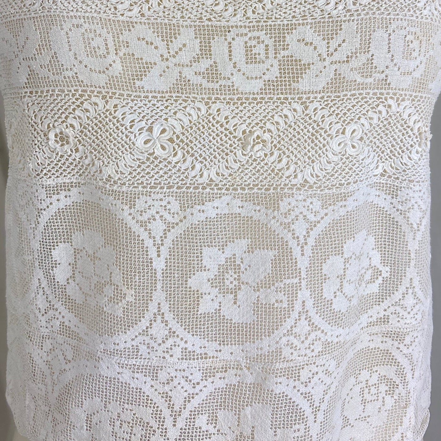 Antique 1910's - 1920's Irish Crochet & Filet Mixed Lace Camisole by Lucile Somarco, size M - Daggers & Dames