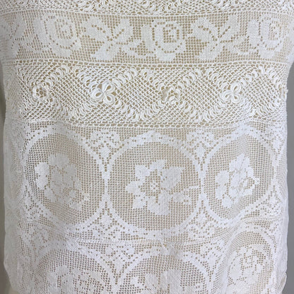 Antique 1910's - 1920's Irish Crochet & Filet Mixed Lace Camisole by Lucile Somarco, size M - Daggers & Dames