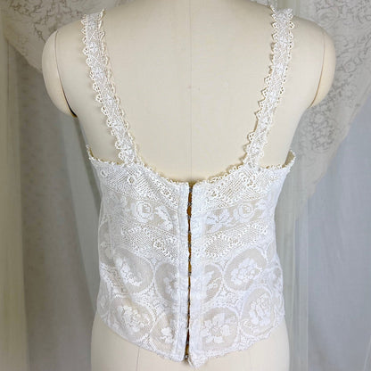 Antique 1910's - 1920's Irish Crochet & Filet Mixed Lace Camisole by Lucile Somarco, size M - Daggers & Dames