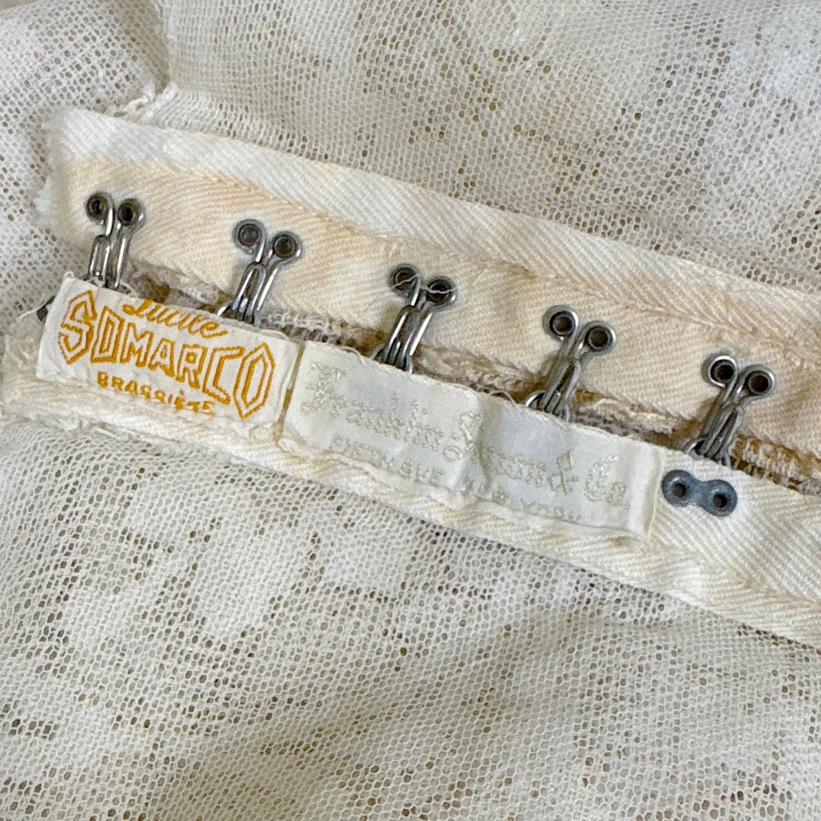 Antique 1910's - 1920's Irish Crochet & Filet Mixed Lace Camisole by Lucile Somarco, size M - Daggers & Dames