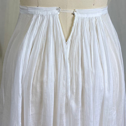 Antique 1910's Edwardian Semi - Sheer White Cotton Lawn Petticoat with Triple Layer Ruffled Hem, size XXS - Daggers & Dames
