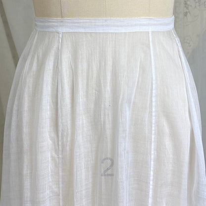 Antique 1910's Edwardian Semi - Sheer White Cotton Lawn Petticoat with Triple Layer Ruffled Hem, size XXS - Daggers & Dames