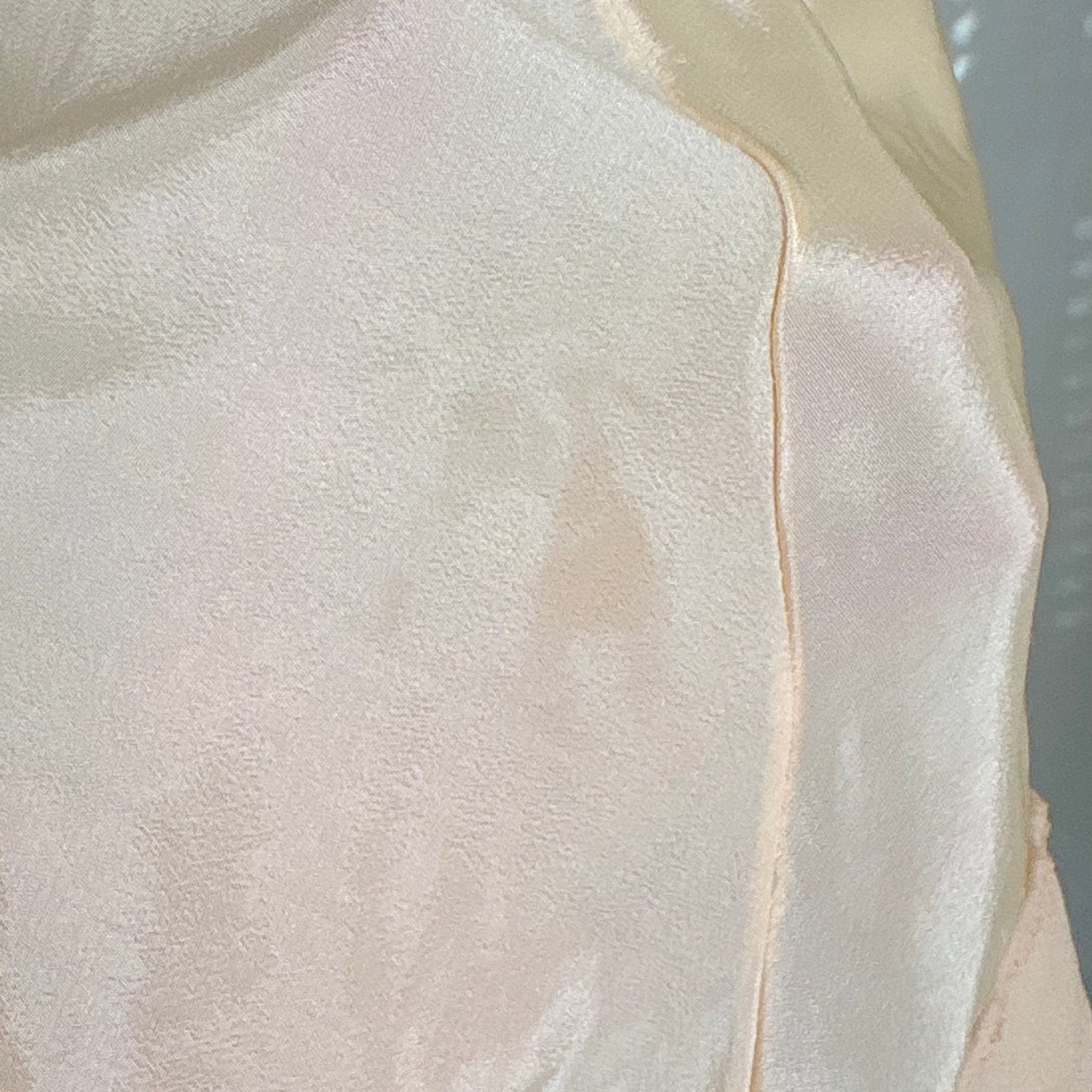 Antique 1920's Palest Peach Silk Step - in Chemise with Chiffon Ruffles - by Nanette Underthings, size S, M - Daggers & Dames