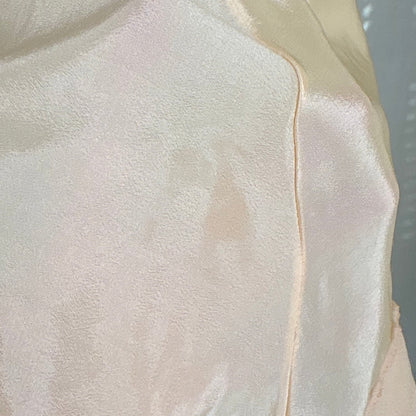 Antique 1920's Palest Peach Silk Step - in Chemise with Chiffon Ruffles - by Nanette Underthings, size S, M - Daggers & Dames