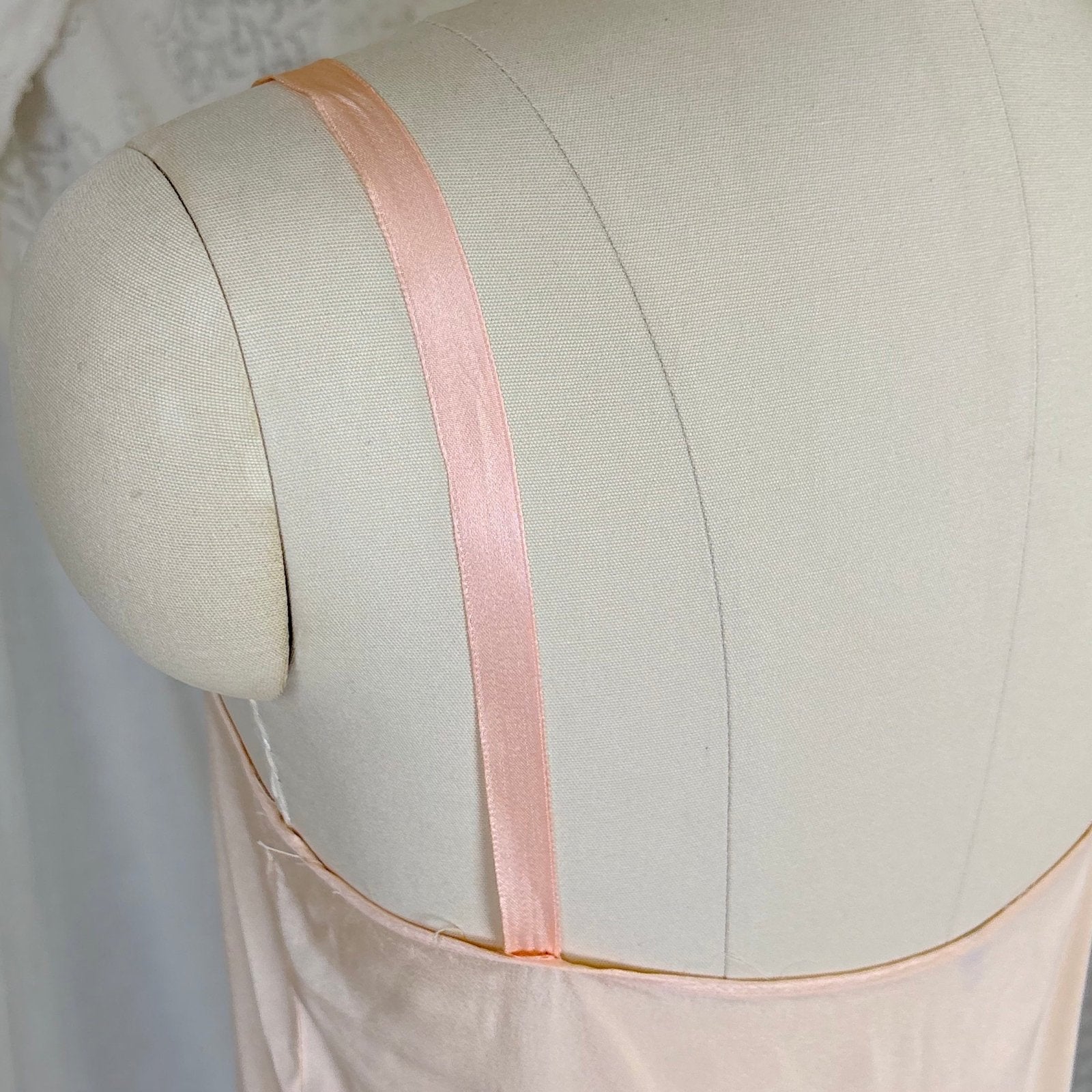Antique 1920's Palest Peach Silk Step - in Chemise with Chiffon Ruffles - by Nanette Underthings, size S, M - Daggers & Dames