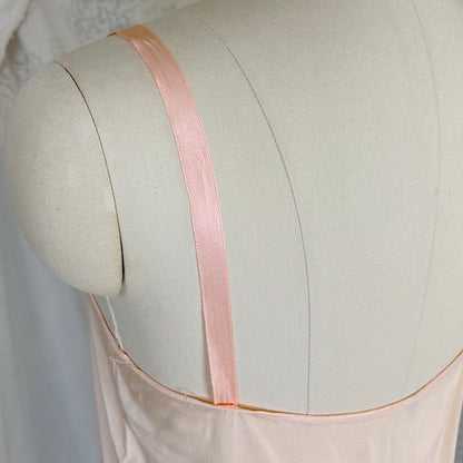 Antique 1920's Palest Peach Silk Step - in Chemise with Chiffon Ruffles - by Nanette Underthings, size S, M - Daggers & Dames