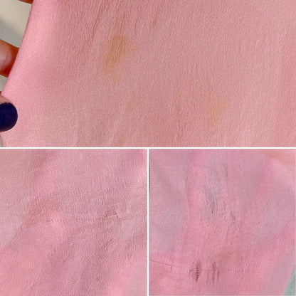 Antique 1920's Tea Rose Pink Silk Chemise with Mint Green Gores - by Dainty Maid, size XS, S - Daggers & Dames