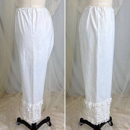Antique Edwardian 1910's White Cotton Bloomers with Ruffled Bobbin Lace, size S, M, LG - Daggers & Dames