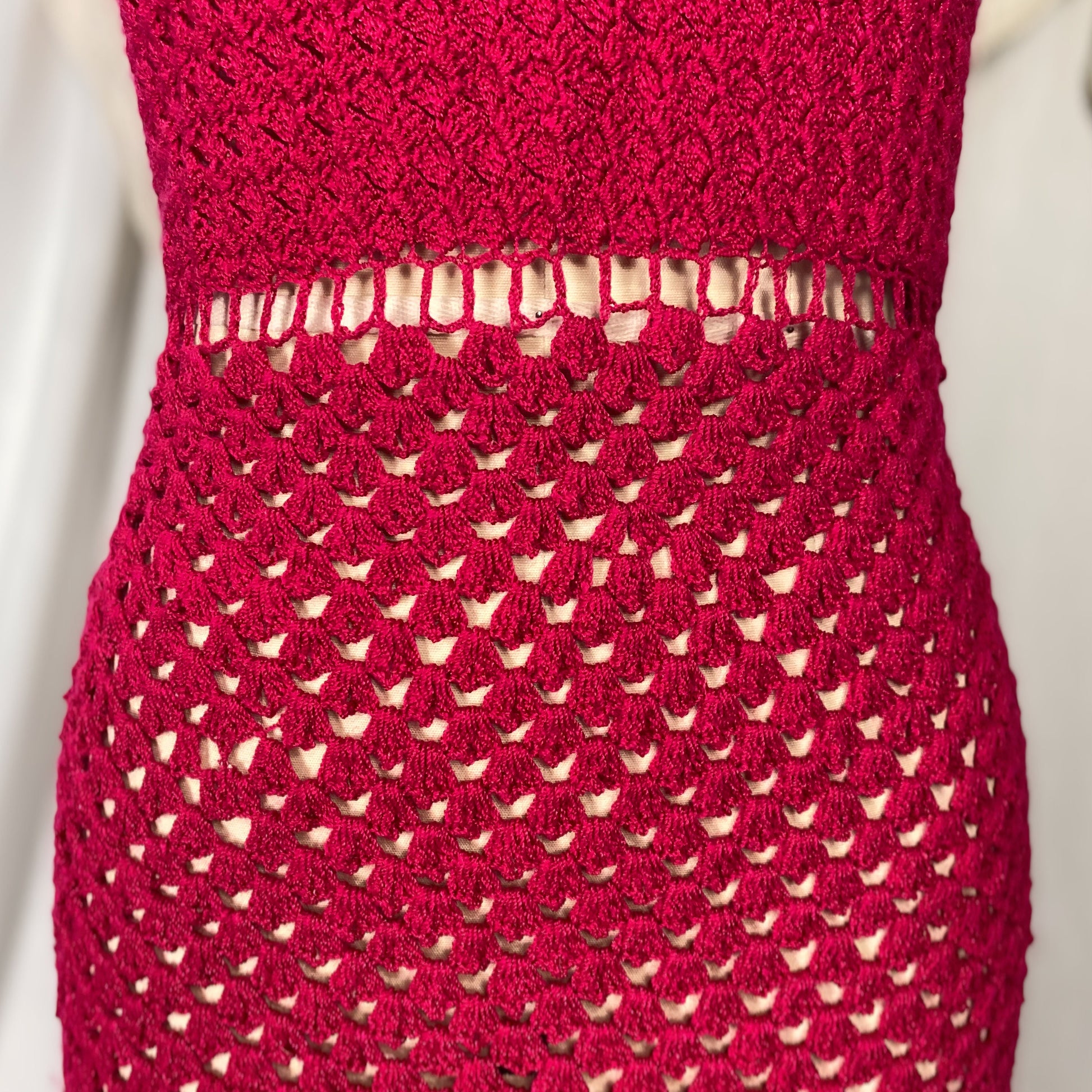 Vintage 1950' - 1960's Wiggle Dress | Hot Fuchsia Pink Hand Crochet Co Daggers & Dames Vintage 1950' - 1960's Wiggle Dress | Hot Fuchsia Pink Hand Crochet Co Daggers & Dames